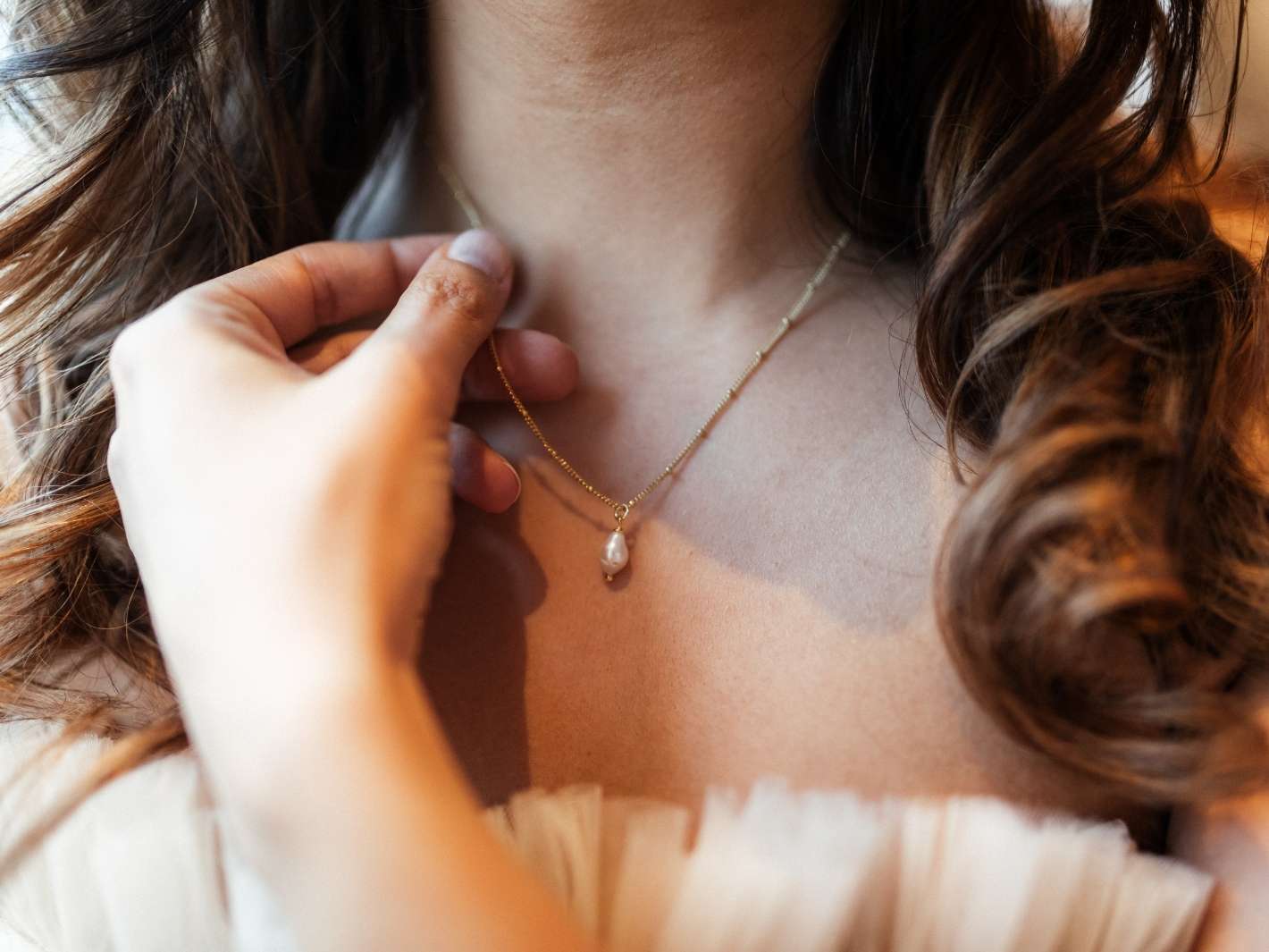 Perle silber Baroque | rosévergoldet, Satellite mit Kette Pearls: vergoldet,