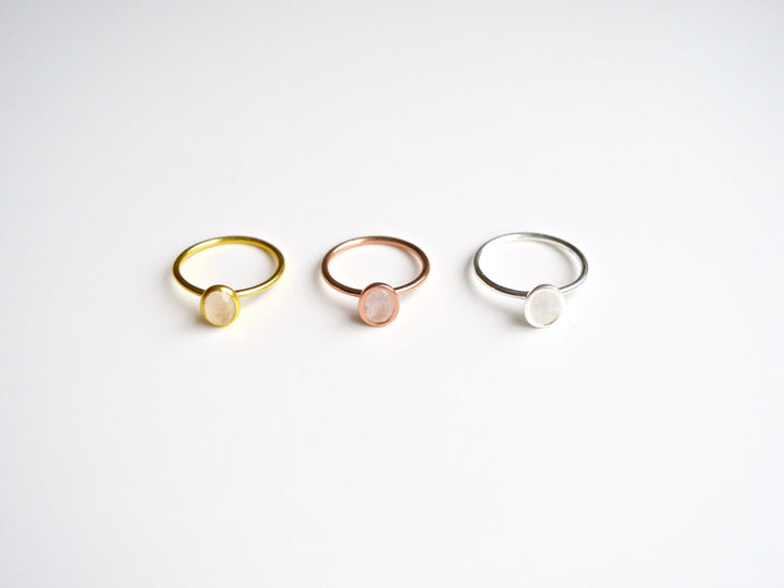 Oval Gems: Mondstein Ring | vergoldet, rosévergoldet, silber