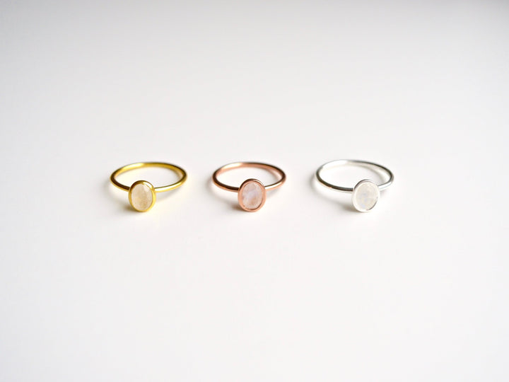 Oval Gems: Mondstein Ring | vergoldet, rosévergoldet, silber