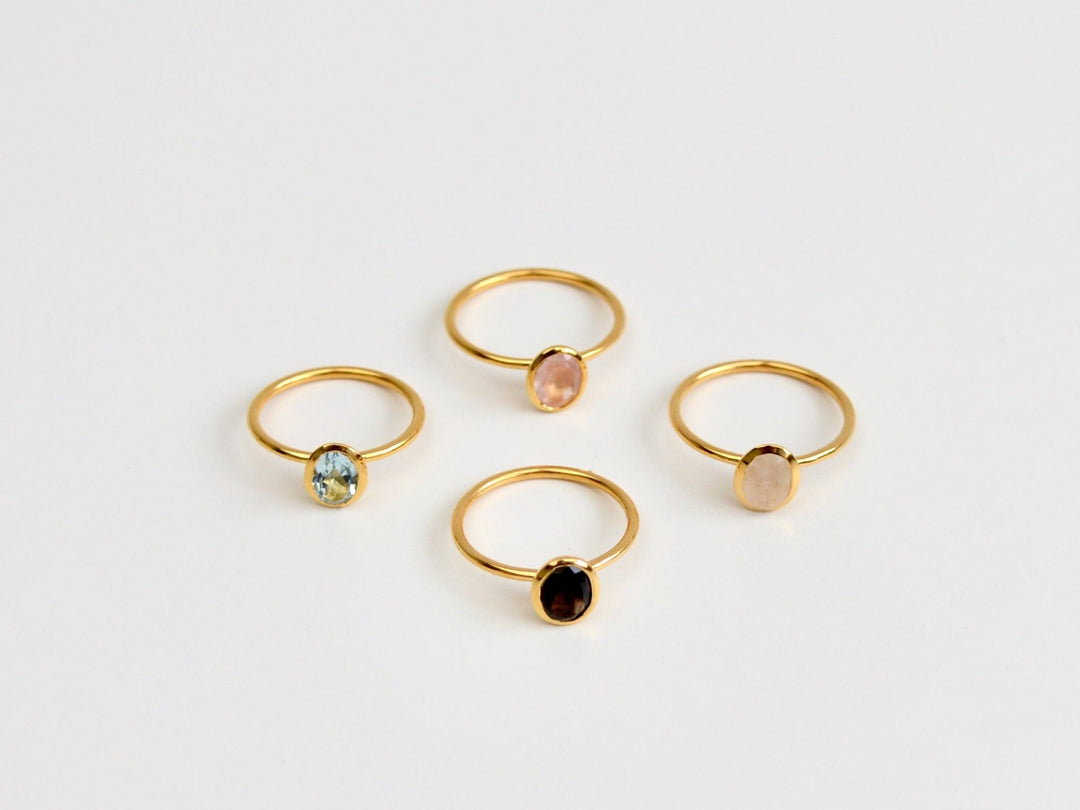 Oval Gems: Rauchquarz Ring | vergoldet, rosévergoldet, silber