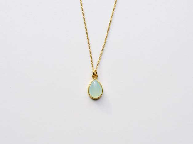 Gem Drops: Aqua Chalcedon Kette vergoldet - Mia&Martha by Katja Schmalen